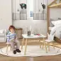 Conjunto Infantil de Mesa y 2 Sillas con Respaldo en Forma de Corona para Lectura y Dibujo 60x60x44 cm Blanco y Madera