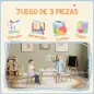 Conjunto Infantil de Mesa y 2 Sillas con Respaldo en Forma de Corona para Lectura y Dibujo 60x60x44 cm Blanco y Madera