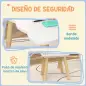 Conjunto Infantil de Mesa y 2 Sillas con Respaldo en Forma de Corona para Lectura y Dibujo 60x60x44 cm Blanco y Madera
