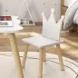 Conjunto Infantil de Mesa y 2 Sillas con Respaldo en Forma de Corona para Lectura y Dibujo 60x60x44 cm Blanco y Madera