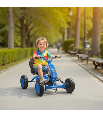 Kart Pedales Go Kart con Ruedas PP Marco de Acero Carga 30 kg para Niños y Niñas de 2-5 Años Azul
