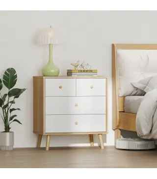 Cómoda de 4 Cajones con Acabado Elegante y Gran Capacidad de Almacenaje 60x35x65 cm Roble y Blanco