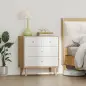 Cómoda de 4 Cajones con Acabado Elegante y Gran Capacidad de Almacenaje 60x35x65 cm Roble y Blanco