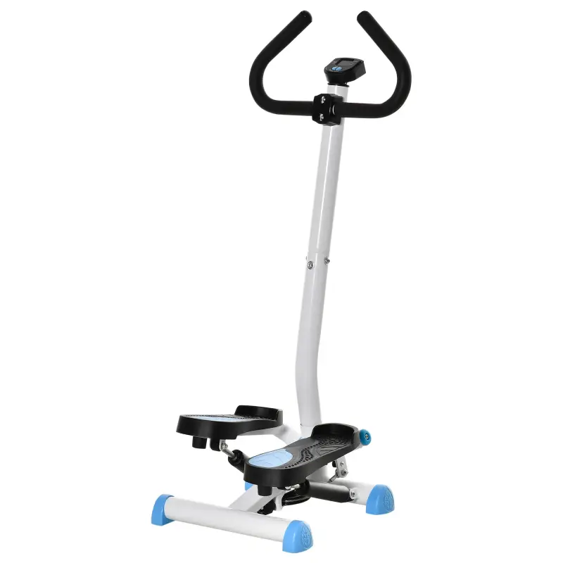 Máquina de Steps Mini Stepper para Fitness en Casa con Pantalla LCD y Pedales Antideslizantes 55x44x108cm Blanco y Azul