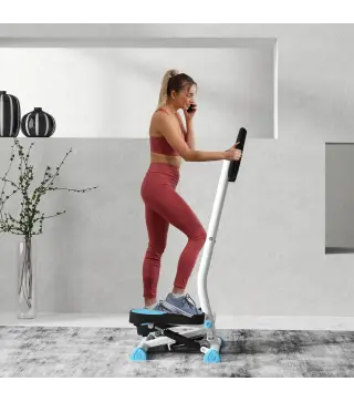 Máquina de Steps Mini Stepper para Fitness en Casa con Pantalla LCD y Pedales Antideslizantes 55x44x108cm Blanco y Azul