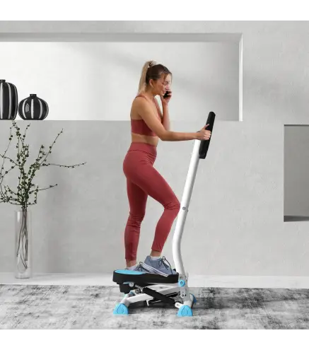 Máquina de Steps Mini Stepper para Fitness en Casa con Pantalla LCD y Pedales Antideslizantes 55x44x108cm Blanco y Azul