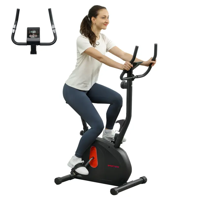 Bicicleta Estática con Resistencia Magnética Ajustable Sensor Pantalla LCD y Asiento Regulable 88x50,5x131,5 cm Negro