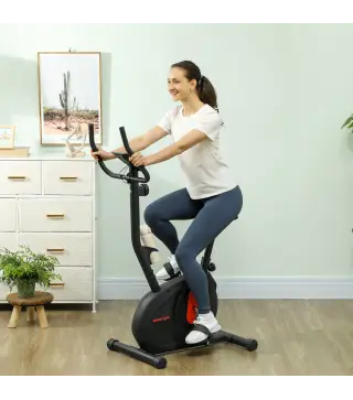 Bicicleta Estática con Resistencia Magnética Ajustable Sensor Pantalla LCD y Asiento Regulable 88x50,5x131,5 cm Negro