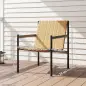 Silla de Ratán de Jardín para Exterior con Reposabrazos Estructura de Acero y Respaldo Inclinado 74x61x81 cm Natural