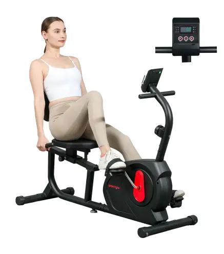 Bicicleta Estática en Casa con Respaldo Resistencia Magnética Ajustable y Pantalla LCD 103-139x61x100,5 cm Negro