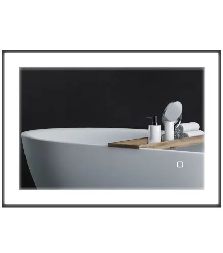Espejo de Baño con Luz LED 70x50 cm con Iluminación Ajustable Función Antivaho Función de Memoria Negro