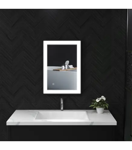 Espejo de Baño con Luz LED 70x50 cm con Iluminación Ajustable Función Antivaho Función de Memoria Negro