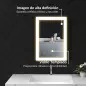 Espejo de Baño con Luz LED 70x50 cm con Iluminación Ajustable Función Antivaho Función de Memoria Negro Espejo de Baño con Luz LED 70x50 cm con Iluminación Ajustable Función Antivaho Función de Memoria Negro