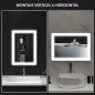 Espejo de Baño con Luz LED 70x50 cm con Iluminación Ajustable Función Antivaho Función de Memoria Negro Espejo de Baño con Luz LED 70x50 cm con Iluminación Ajustable Función Antivaho Función de Memoria Negro