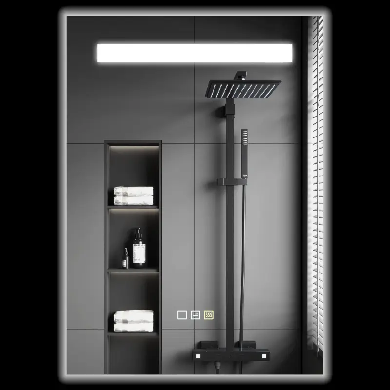 Espejo de Baño con Luz LED 70x50 cm con 3 Colores de Luz Función Antivaho Función de Memoria IP44 Espejo de Baño con Luz LED 70x50 cm con 3 Colores de Luz Función Antivaho Función de Memoria IP44