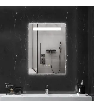 Espejo de Baño con Luz LED 70x50 cm con 3 Colores de Luz Función Antivaho Función de Memoria IP44