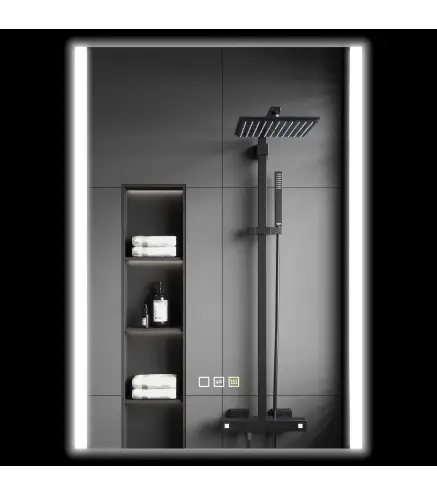 Espejo de Baño con Luz LED 70x50 cm con 3 Colores de Luz Función Antivaho Función de Memoria IP44 Horizontal/Vertical