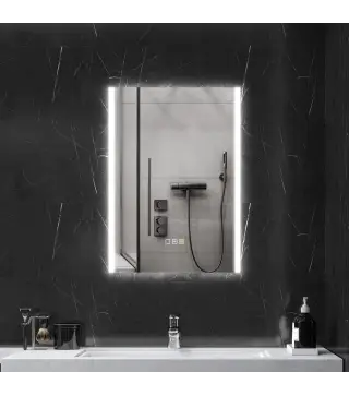 Espejo de Baño con Luz LED 70x50 cm con 3 Colores de Luz Función Antivaho Función de Memoria IP44 Horizontal/Vertical