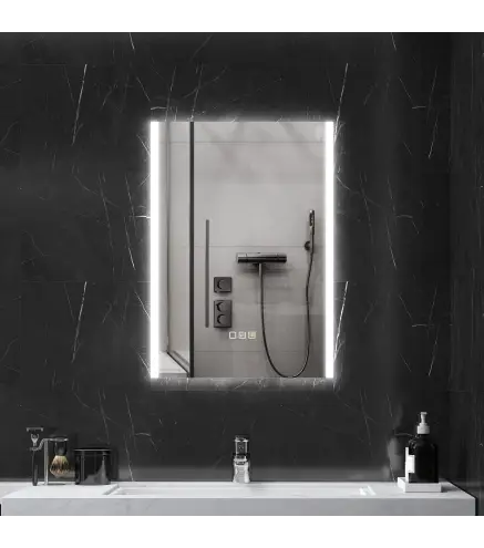 Espejo de Baño con Luz LED 70x50 cm con 3 Colores de Luz Función Antivaho Función de Memoria IP44 Horizontal/Vertical