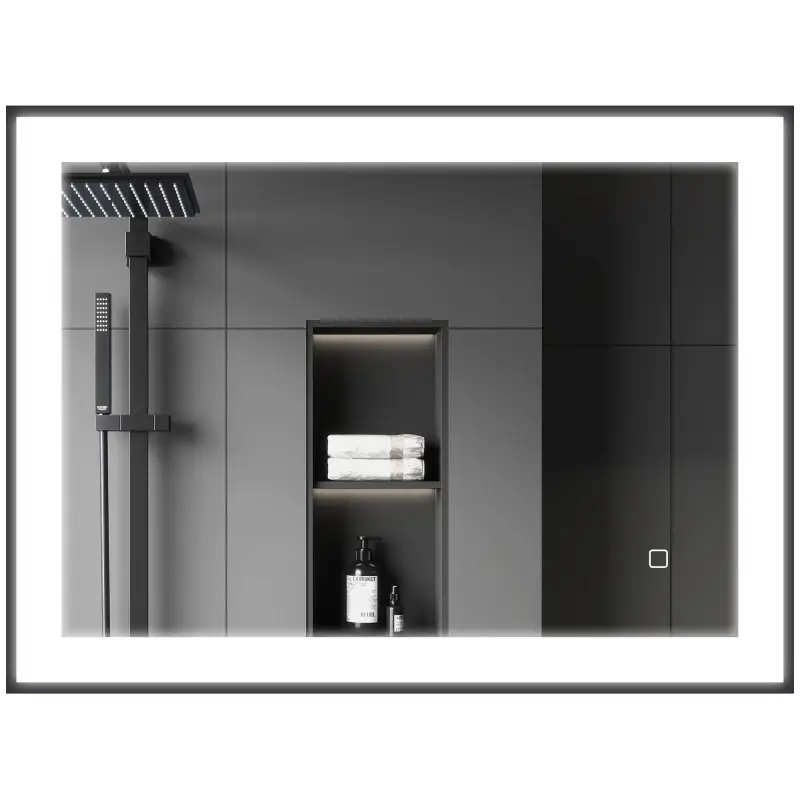 Espejo de Baño con Luz LED 80x60 cm con 3 Colores de Luz Función Antivaho Función de Memoria IP44 Horizontal/Vertical