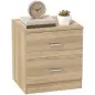 Mesilla de Noche con 2 Cajones Mesita Auxiliar para Salón Dormitorio Carga 30 kg 45x39,5x49 cm Natural