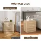 Mesilla de Noche con 2 Cajones Mesita Auxiliar para Salón Dormitorio Carga 30 kg 45x39,5x49 cm Natural