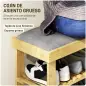Banco Zapatero de Bambú con Cojín Zapatero de 2 Niveles para Entrada Pasillo o Dormitorio 60x29x49 cm Gris