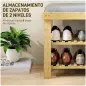 Banco Zapatero de Bambú con Cojín Zapatero de 2 Niveles para Entrada Pasillo o Dormitorio 60x29x49 cm Gris