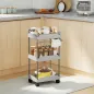 Carrito Auxiliar con Ruedas de 3 Niveles Carrito de Cocina con Cestas Extraíbles y Soporte para Toallas Gris Carrito Auxiliar con Ruedas de 3 Niveles Carrito de Cocina con Cestas Extraíbles y Soporte para Toallas Gris