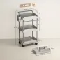 Carrito Auxiliar con Ruedas de 3 Niveles Carrito de Cocina con Cestas Extraíbles y Soporte para Toallas Gris Carrito Auxiliar con Ruedas de 3 Niveles Carrito de Cocina con Cestas Extraíbles y Soporte para Toallas Gris