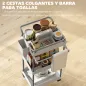 Carrito Auxiliar con Ruedas de 3 Niveles Carrito de Cocina con Cestas Extraíbles y Soporte para Toallas Gris Carrito Auxiliar con Ruedas de 3 Niveles Carrito de Cocina con Cestas Extraíbles y Soporte para Toallas Gris
