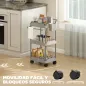 Carrito Auxiliar con Ruedas de 3 Niveles Carrito de Cocina con Cestas Extraíbles y Soporte para Toallas Gris Carrito Auxiliar con Ruedas de 3 Niveles Carrito de Cocina con Cestas Extraíbles y Soporte para Toallas Gris