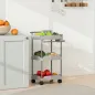 Carrito Auxiliar con Ruedas de 3 Niveles Carrito de Cocina con Cestas Extraíbles y Soporte para Toallas Gris Carrito Auxiliar con Ruedas de 3 Niveles Carrito de Cocina con Cestas Extraíbles y Soporte para Toallas Gris