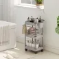 Carrito Auxiliar con Ruedas de 3 Niveles Carrito de Cocina con Cestas Extraíbles y Soporte para Toallas Gris Carrito Auxiliar con Ruedas de 3 Niveles Carrito de Cocina con Cestas Extraíbles y Soporte para Toallas Gris