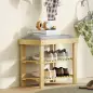 Banco Zapatero de Bambú con Cojín Zapatero de 2 Niveles para Entrada Pasillo o Dormitorio 60x29x49 cm Gris