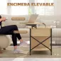Mesa de Centro Elevable con Ruedas Mesa de Salón con Compartimento Oculto Estantes Abiertos Madera Natural y Blanco