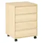 Cajonera de Oficina con 4 Cajones Cajonera de Escritorio con Ruedas para Estudio 46x40x65 cm Natural