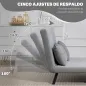 Sofá Cama Convertible 4 en 1 Sofá Cama 2 Plazas Plegable Respaldo Ajustable de 5 Niveles Almohadas 102x73x81cm Gris