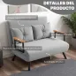 Sofá Cama Convertible 4 en 1 Sofá Cama 2 Plazas Plegable Respaldo Ajustable de 5 Niveles Almohadas 102x73x81cm Gris