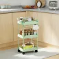 Carrito Auxiliar con Ruedas de 3 Niveles Carrito de Cocina con Cestas Extraíbles y Soporte para Toallas Verde