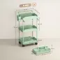 Carrito Auxiliar con Ruedas de 3 Niveles Carrito de Cocina con Cestas Extraíbles y Soporte para Toallas Verde