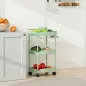 Carrito Auxiliar con Ruedas de 3 Niveles Carrito de Cocina con Cestas Extraíbles y Soporte para Toallas Verde