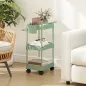 Carrito Auxiliar con Ruedas de 3 Niveles Carrito de Cocina con Cestas Extraíbles y Soporte para Toallas Verde