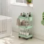 Carrito Auxiliar con Ruedas de 3 Niveles Carrito de Cocina con Cestas Extraíbles y Soporte para Toallas Verde