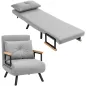 Sofá Cama Individual Plegable Sofá Cama Convertible 4 en 1 Respaldo Ajustable de 5 Niveles y Almohada 63x73x81 cm Gris
