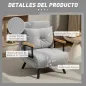 Sofá Cama Individual Plegable Sofá Cama Convertible 4 en 1 Respaldo Ajustable de 5 Niveles y Almohada 63x73x81 cm Gris