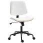 Silla de Escritorio sin Brazos Giratoria con Respaldo Curvado Asiento Forma U Altura Ajustable Basculante Blanco