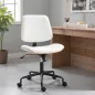 Silla de Escritorio sin Brazos Giratoria con Respaldo Curvado Asiento Forma U Altura Ajustable Basculante Blanco