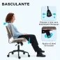 Silla de Escritorio sin Brazos Giratoria con Respaldo Curvado Asiento Forma U Altura Ajustable Basculante Blanco