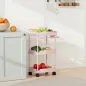 Carrito Auxiliar con Ruedas de 3 Niveles Carrito de Cocina con Cestas Extraíbles y Soporte para Toallas Rosa